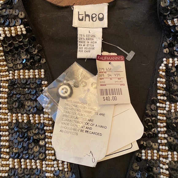 Theo Vintage Sequin/Beaded Vest Size Large NWT - Picture 4 of 4
